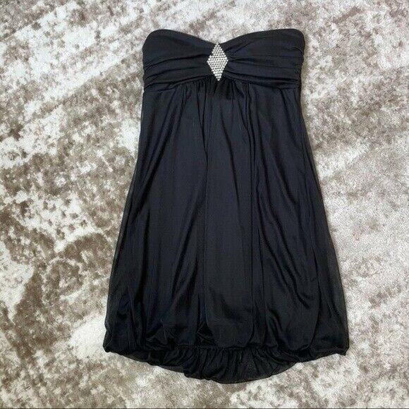 B Darlin black strapless fit and flare rhinestone detailing balloon skirt 9/10 - Picture 6 of 7